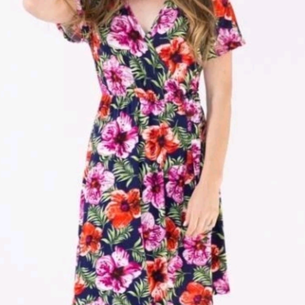 Agnes & Dora EUC SMALL Nightingale Rayon Wrap Dress Floral Spring Tropical
